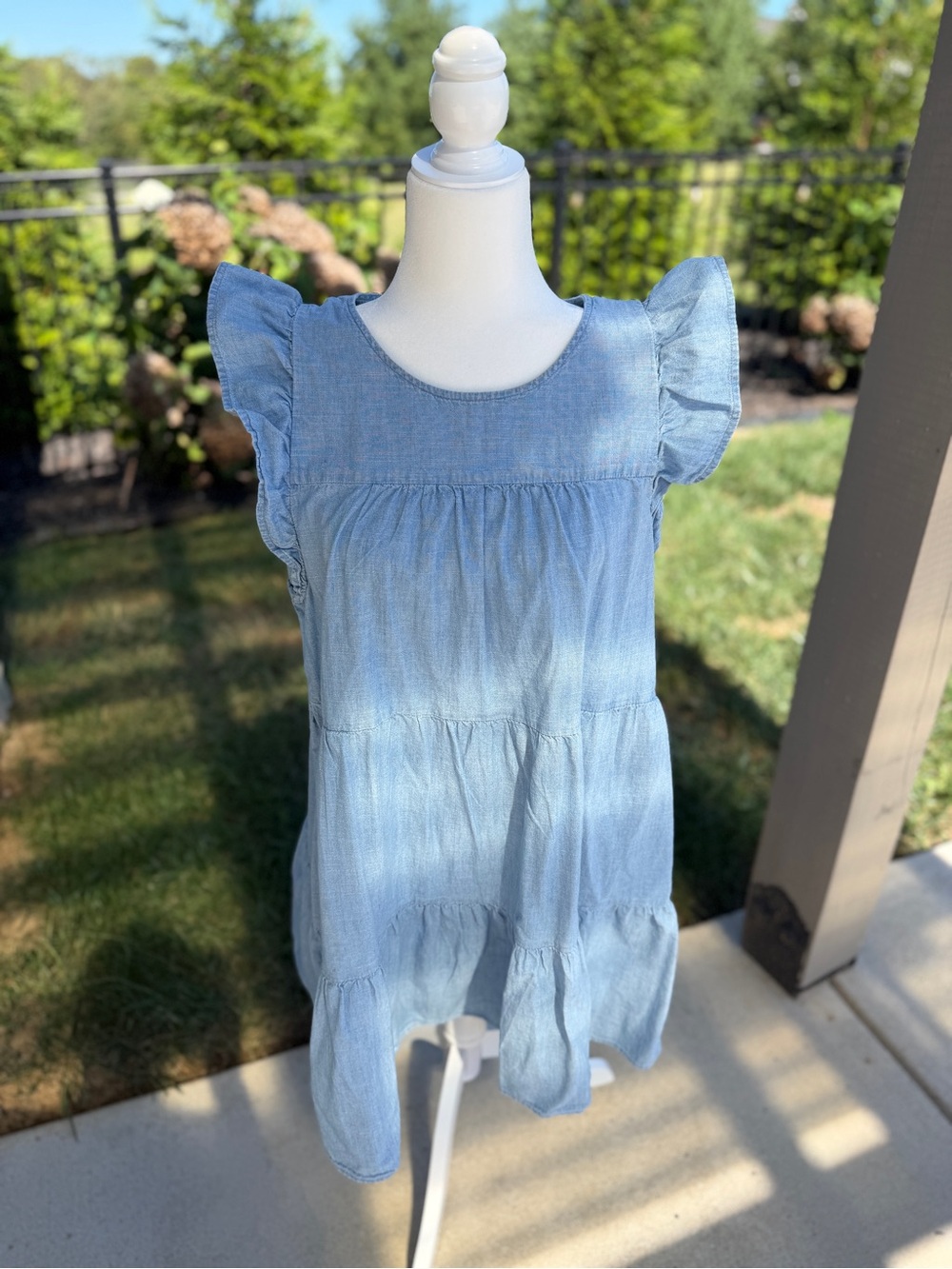 J. Crew Light Blue Ruffle Sleeve Tiered Sundress